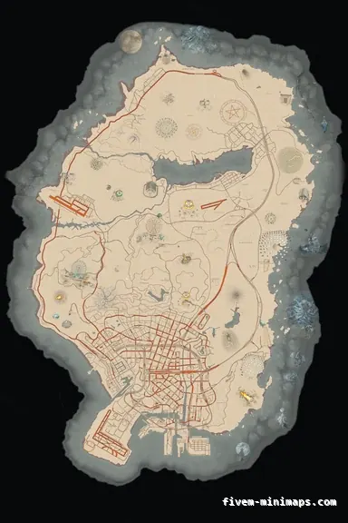 Halloween White HAUNTED ALABASTER FiveM-compatible minimap for GTA 5 — without postal codes — showing the whole Los Santos and Blaine County map