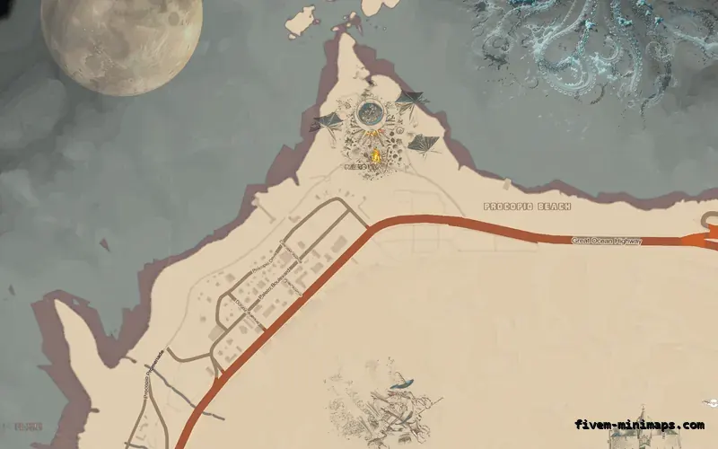 Halloween White HAUNTED ALABASTER FiveM-compatible minimap for GTA 5 — without postal codes — showing Paleto Bay and Mount Chiliad
