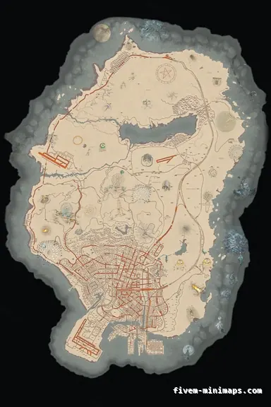 Halloween White HAUNTED ALABASTER FiveM-compatible minimap for GTA 5 — with postal codes — showing the whole Los Santos and Blaine County map