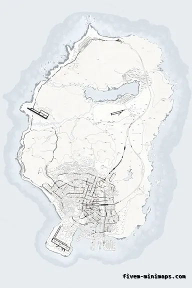 White ALABASTER FiveM minimap for GTA V — with postal codes — showing the whole San Andreas map