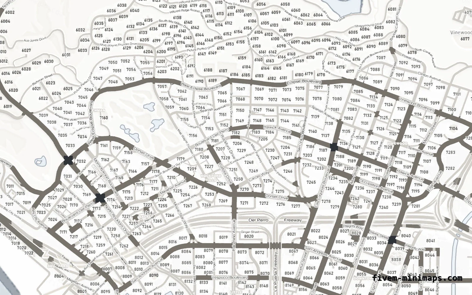 White minimap on the with postal codes base map
