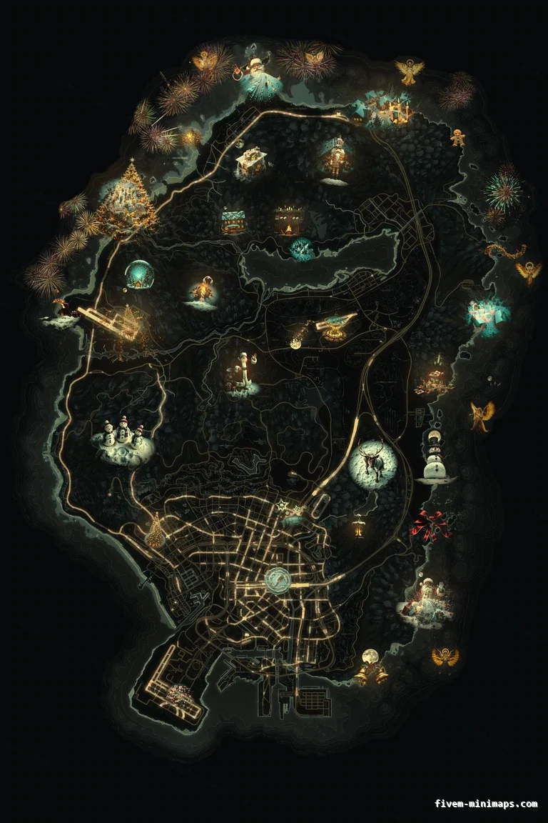 Christmas Yellow FiveM Christmas minimap, the whole map