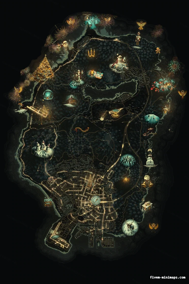 Christmas Yellow FiveM Christmas minimap, the whole map