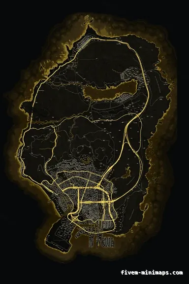Yellow SOLAR FiveM minimap for GTA V — google style — showing the whole San Andreas map