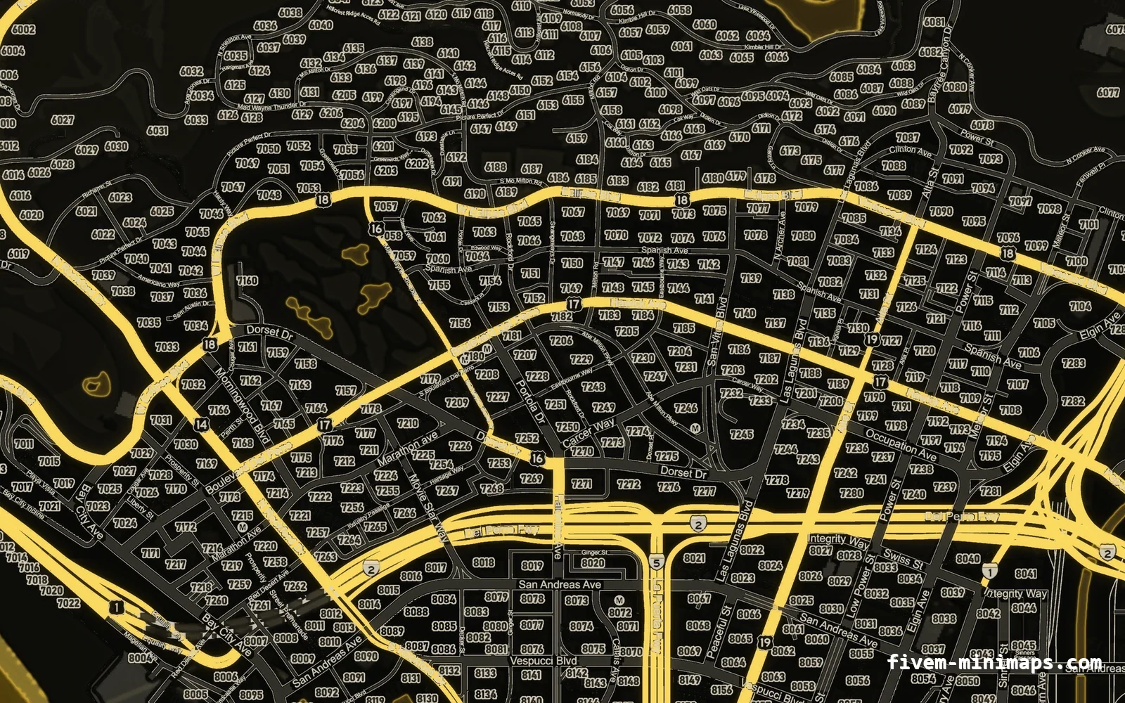 Yellow minimap on the google style base map