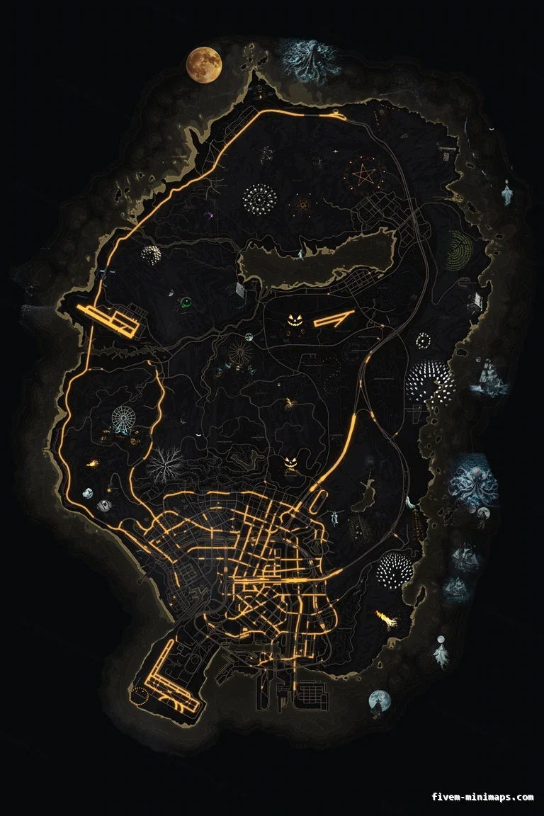 Halloween Yellow FiveM Halloween minimap, the whole map