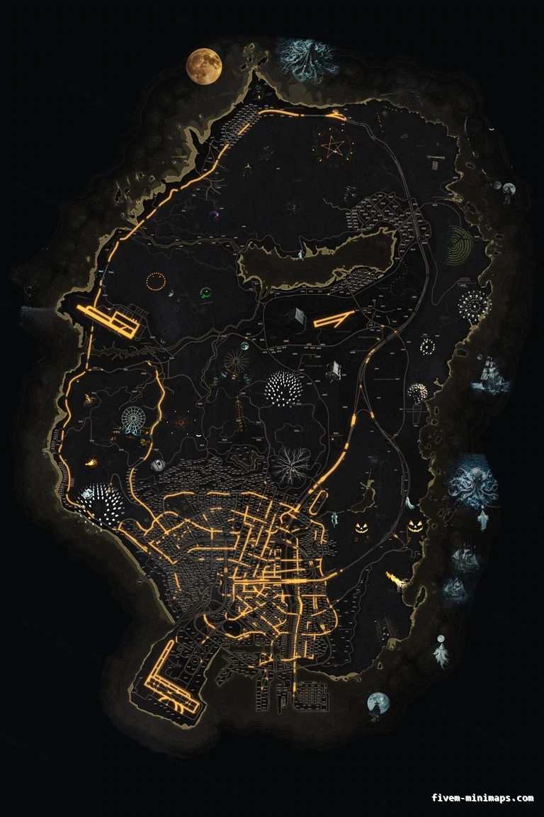 Halloween Yellow FiveM Halloween minimap, the whole map