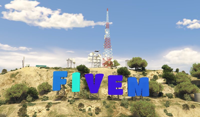 Example of a custom Vinewood sign in FiveM, seen in game