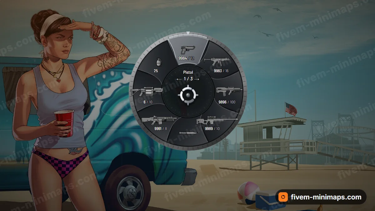 Aperture weapon wheel in the Cinema palette