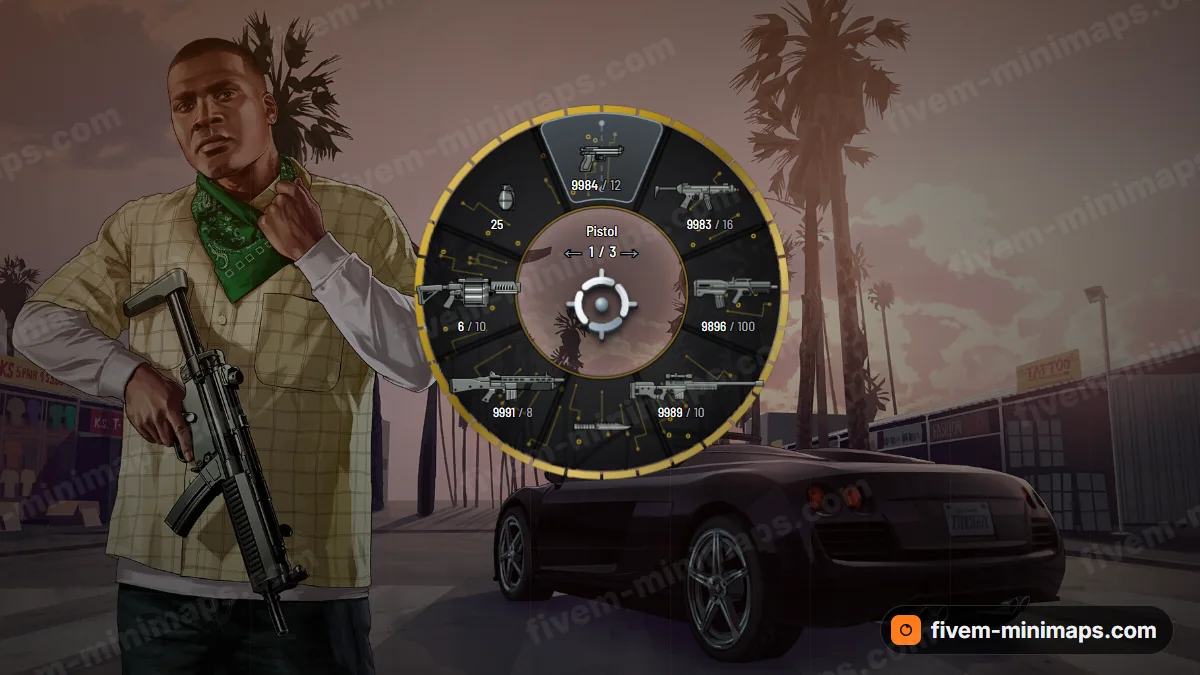 Board weapon wheel in the Matte black palette