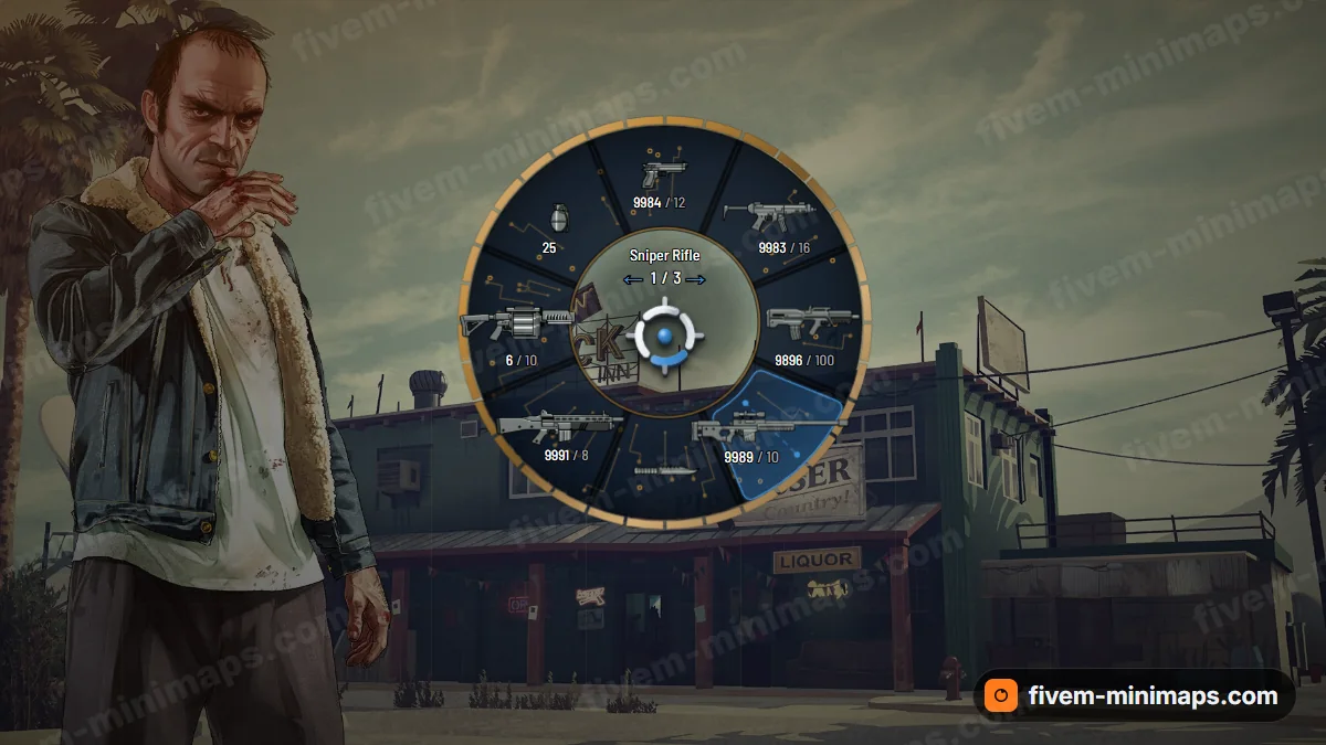 Board weapon wheel in the Blue mask palette