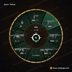 Board FiveM-compatible weapon wheel, printed circuit board with copper traces, gold pads and solder mask