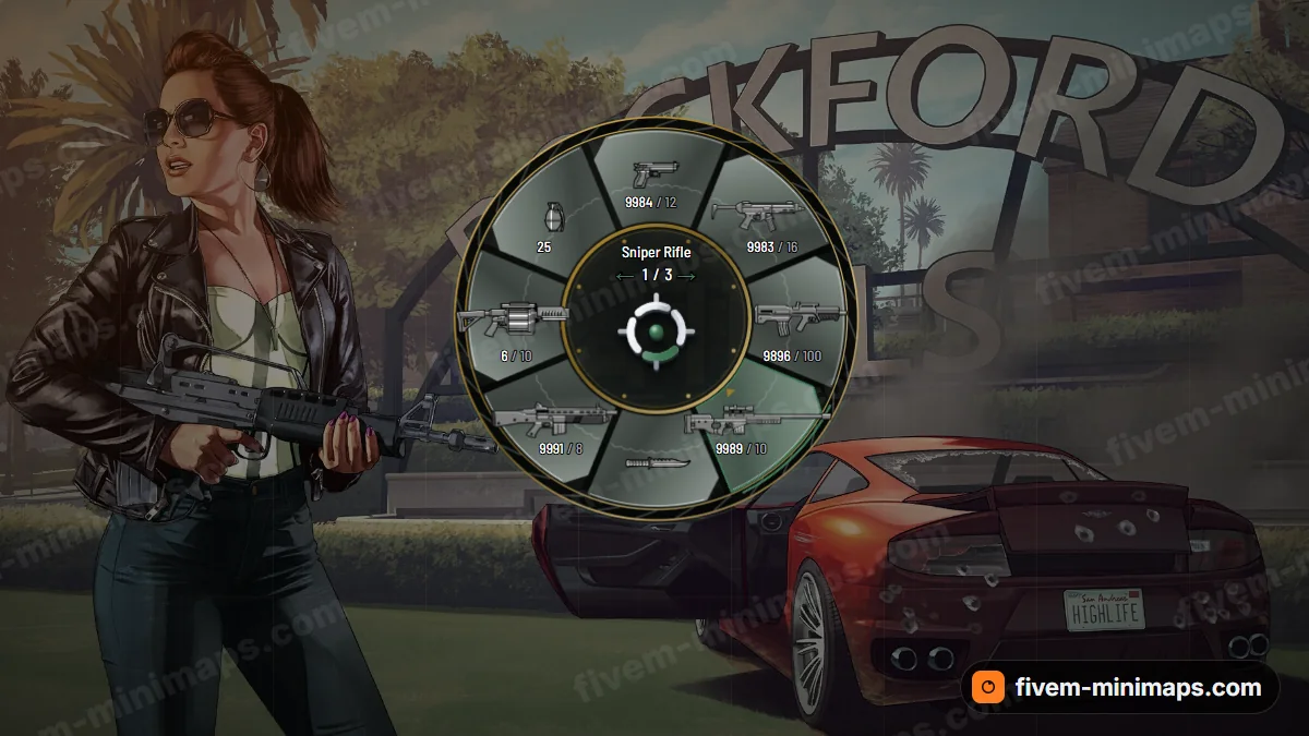 Bushido weapon wheel in the Moss palette