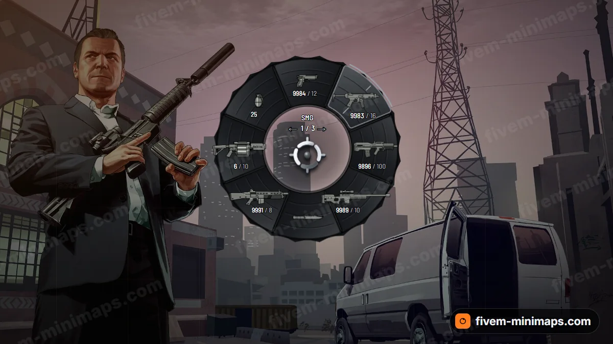 Carapace weapon wheel in the Obsidian shell palette
