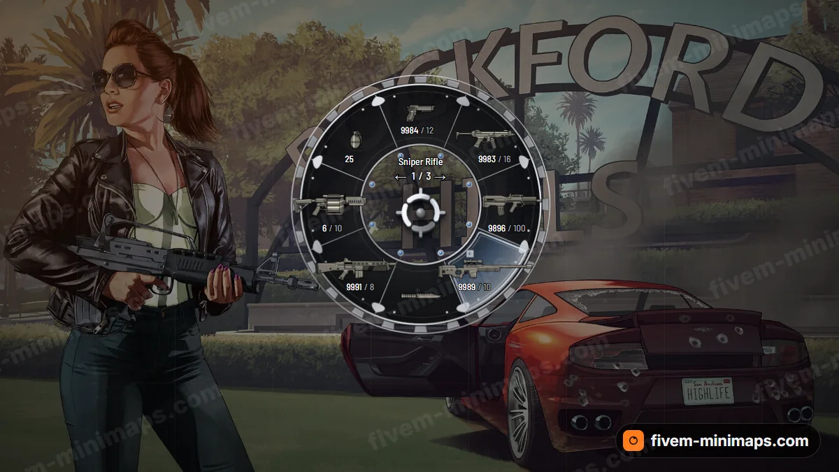 Cartel weapon wheel in the Platinum palette