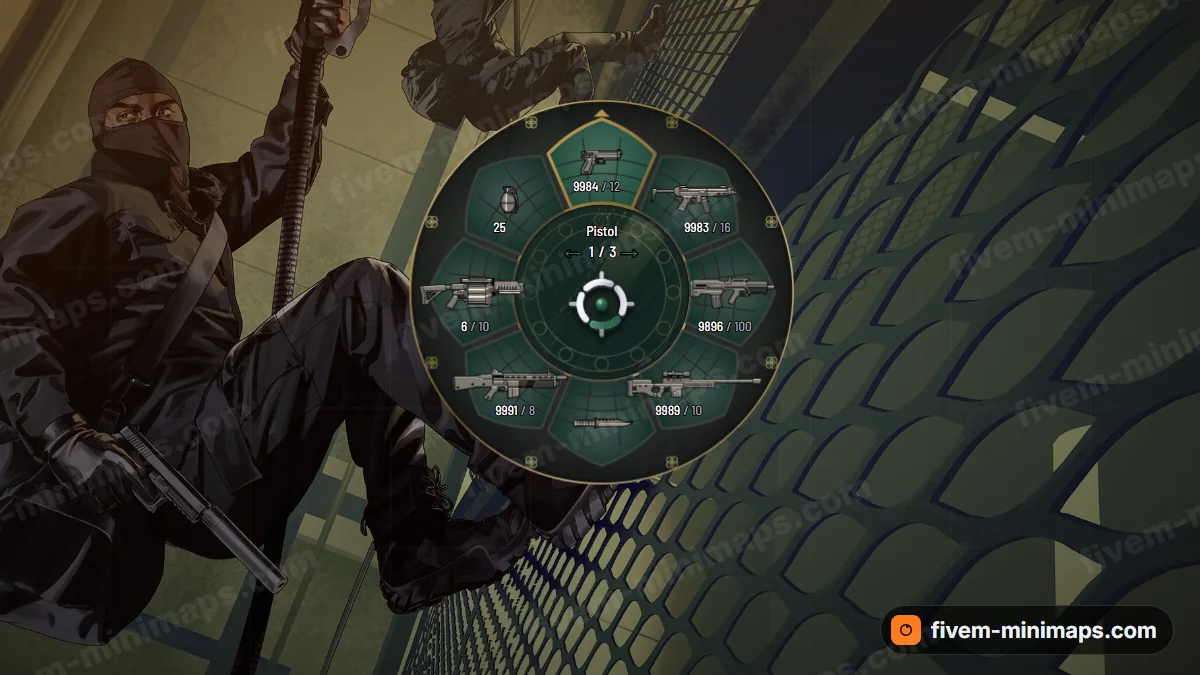 Cathedral weapon wheel in the Emerald nave palette