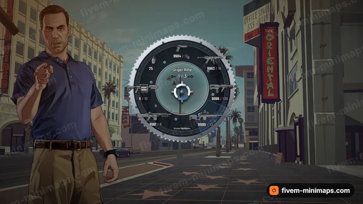 Chrono weapon wheel in the Blue steel palette
