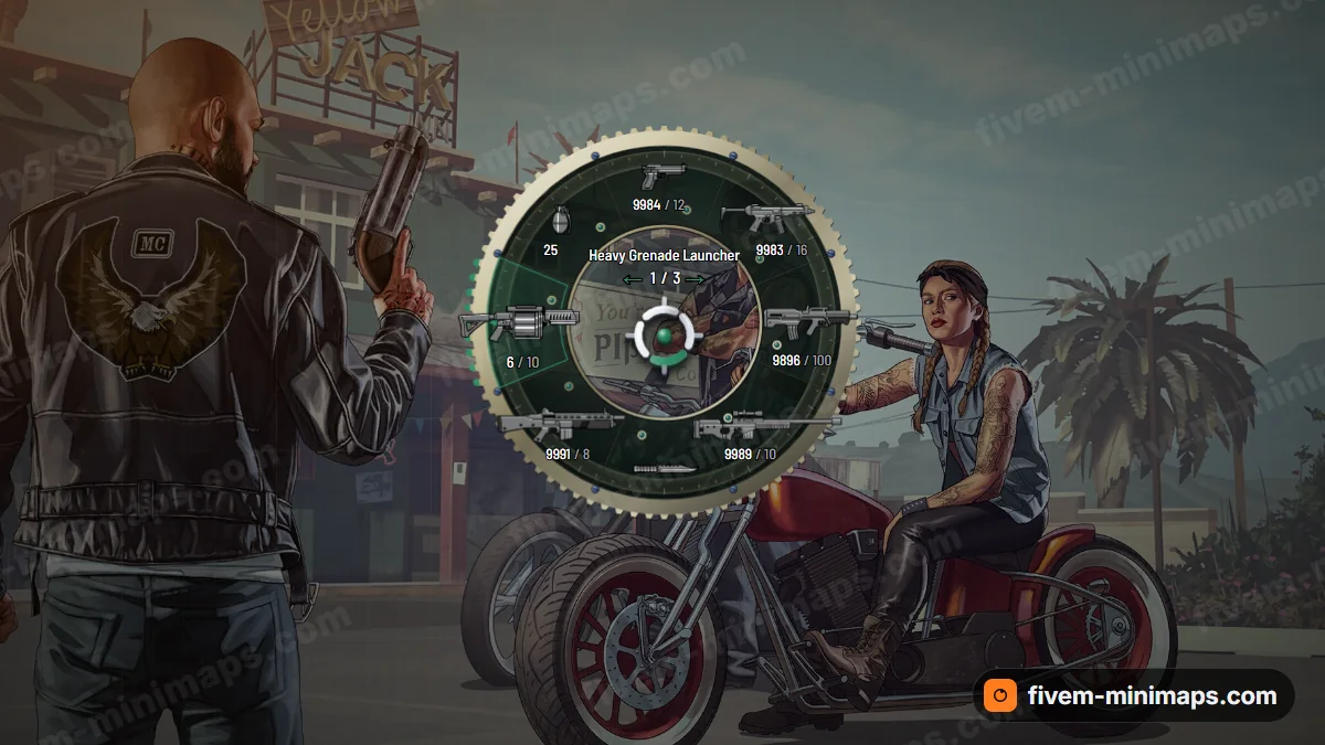 Chrono weapon wheel in the Emerald palette