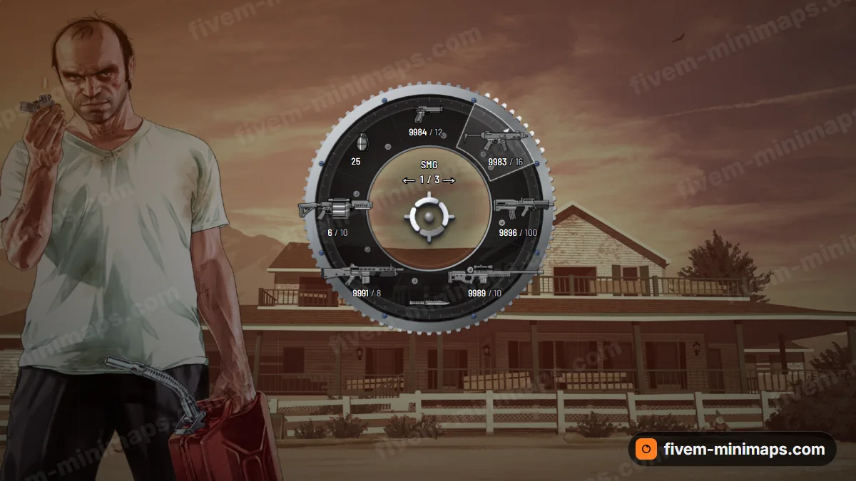 Chrono weapon wheel in the Noir palette