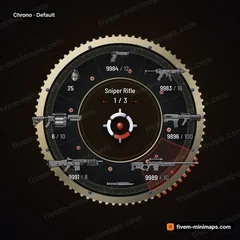 Chrono FiveM-compatible weapon wheel, watch movement: cut gear rim, jewel bearings and engine-turned dial
