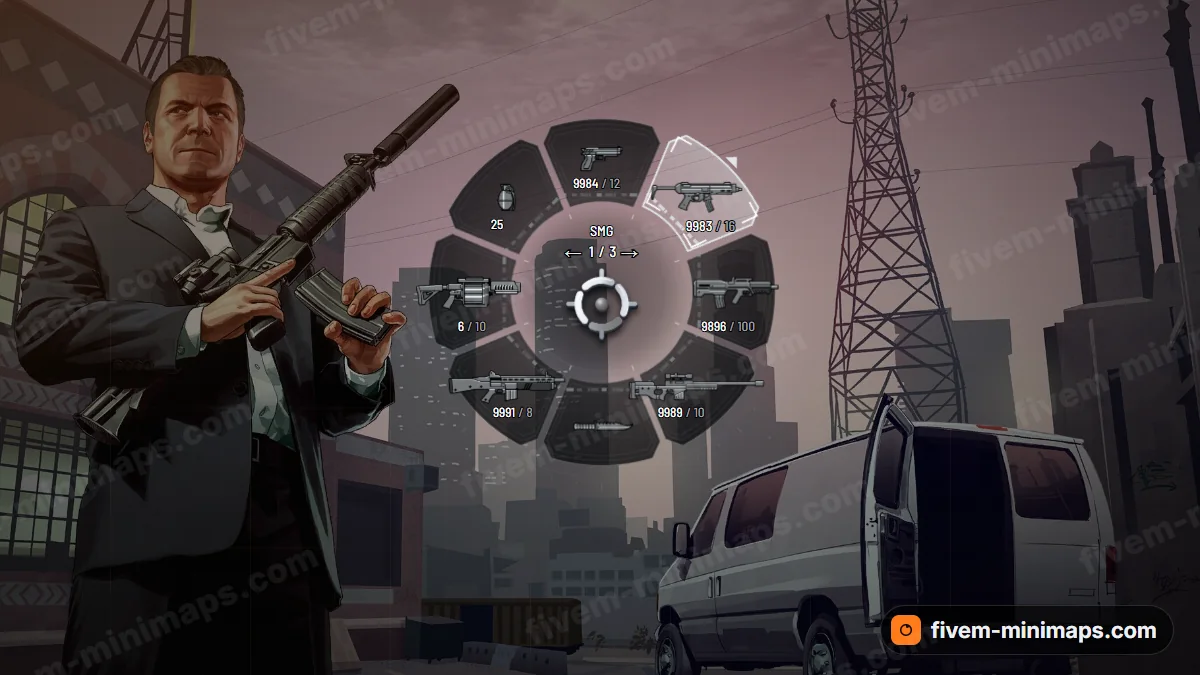 Command weapon wheel in the Mono deck palette