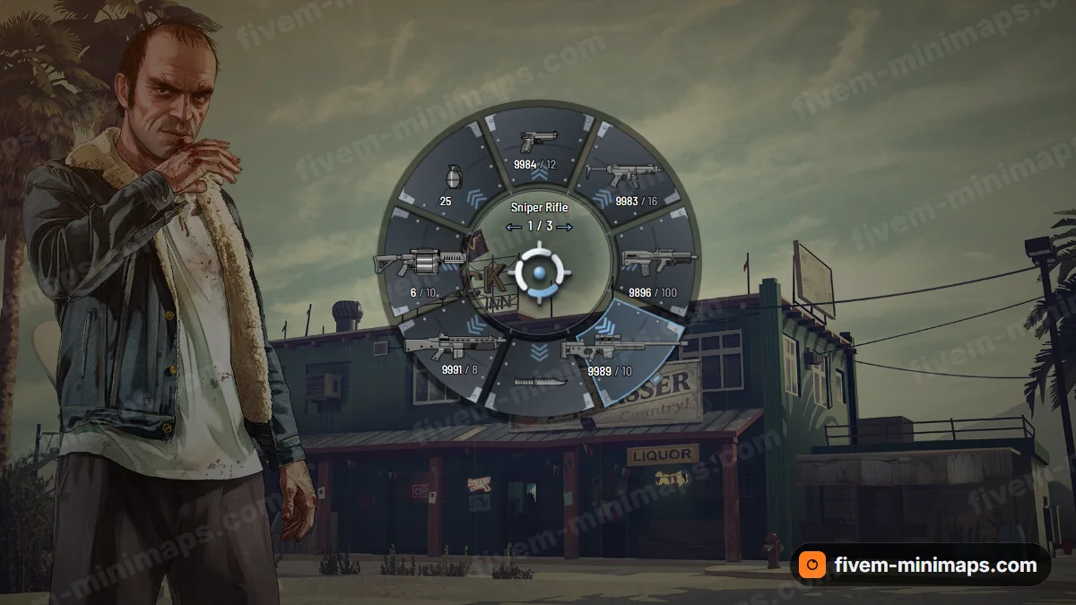 Crate weapon wheel in the Navy grey palette