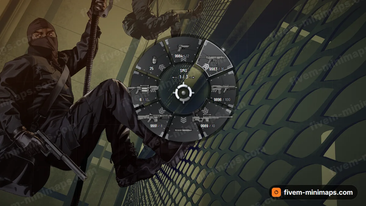 Crate weapon wheel in the Black ops palette