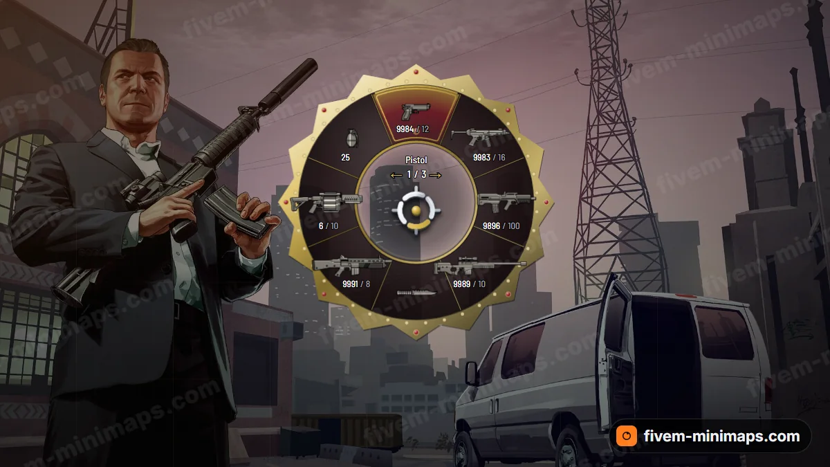 Crown weapon wheel in the Imperial red palette
