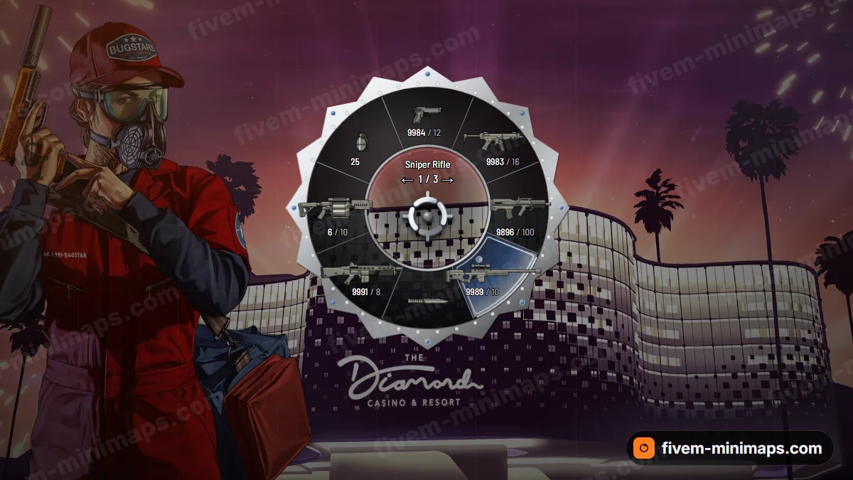 Crown weapon wheel in the Platinum court palette