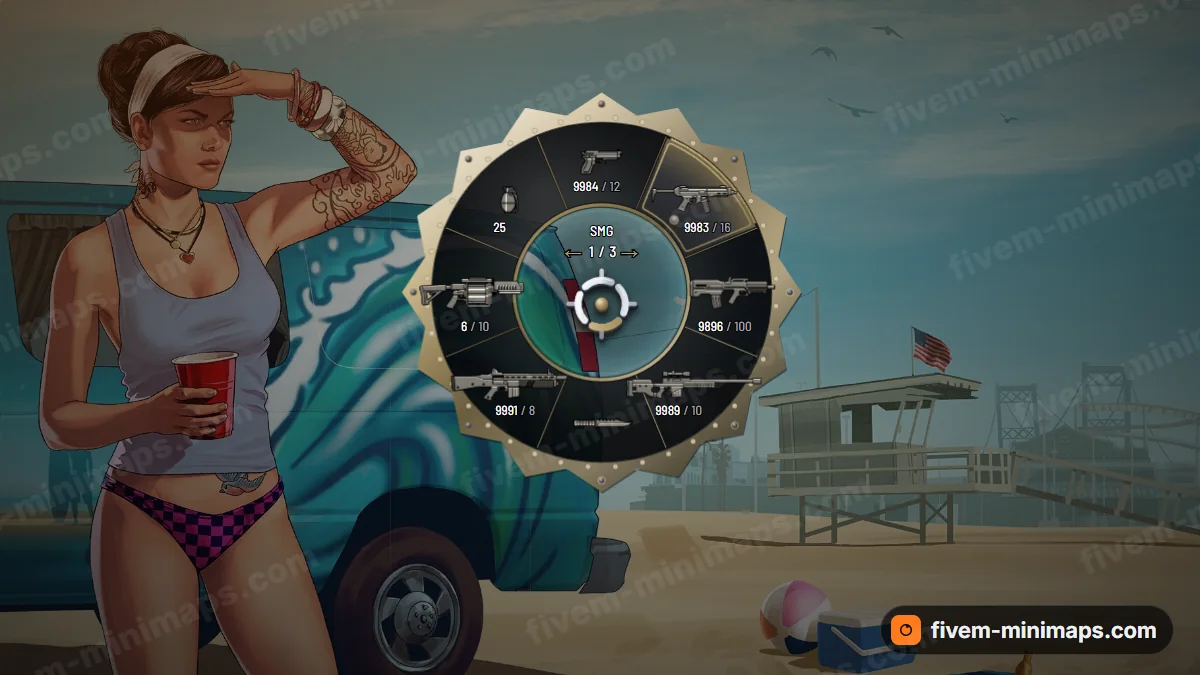 Crown weapon wheel in the Onyx crown palette