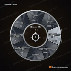 Diamond FiveM-compatible weapon wheel, brilliant-cut gem wedges in a prong-set platinum bezel
