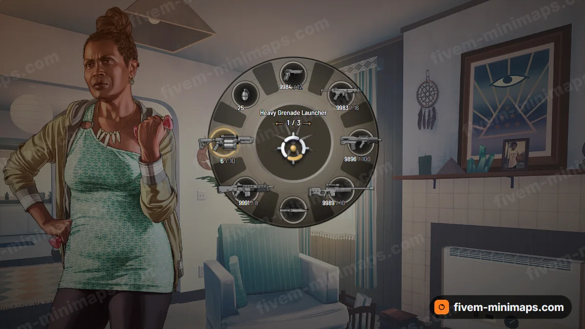 Drum weapon wheel in the Desert palette