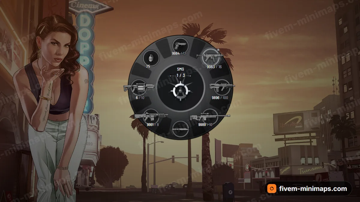 Drum weapon wheel in the Black cylinder palette