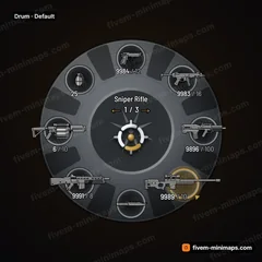 Drum FiveM-compatible weapon wheel, revolver cylinder with fluted chambers, brass rims and an ejector star