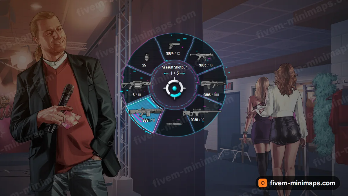 Glitch weapon wheel in the Signal palette
