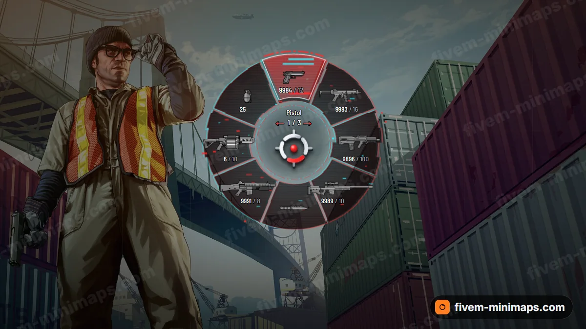 Glitch weapon wheel in the Error palette