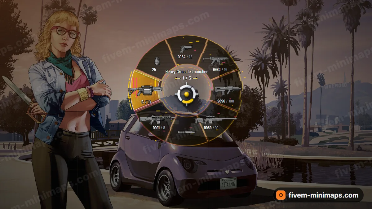 Glitch weapon wheel in the Sunburn palette