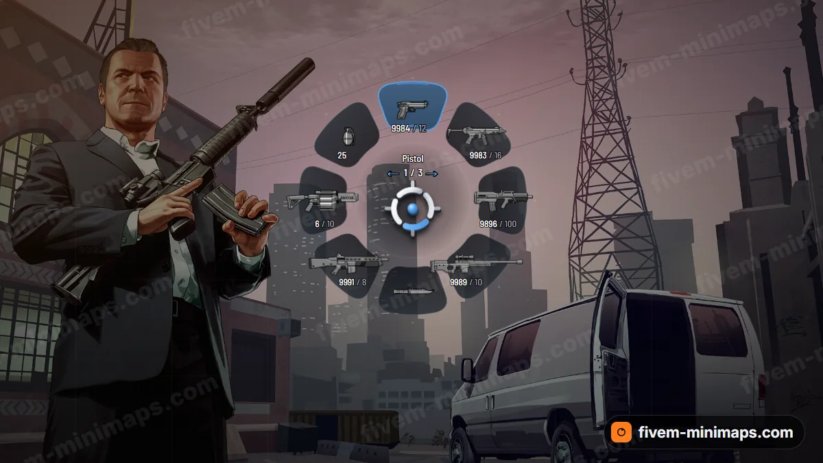 Halo weapon wheel in the Azure palette