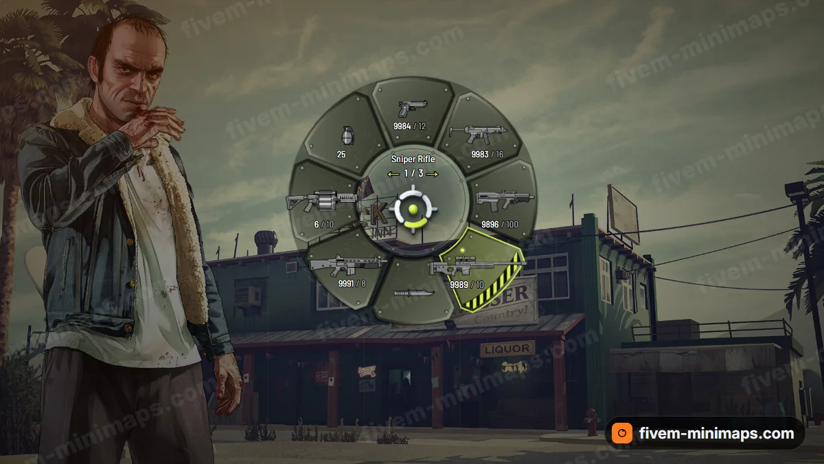 Juggernaut weapon wheel in the Olive drab palette