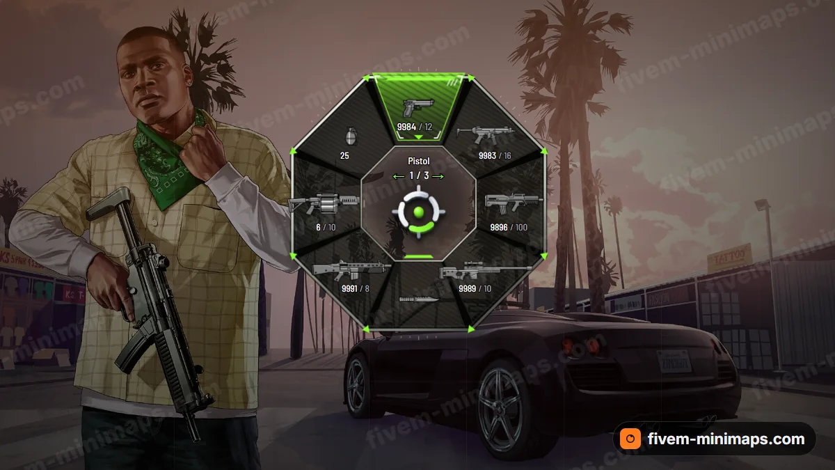 Killstreak weapon wheel in the Toxic palette