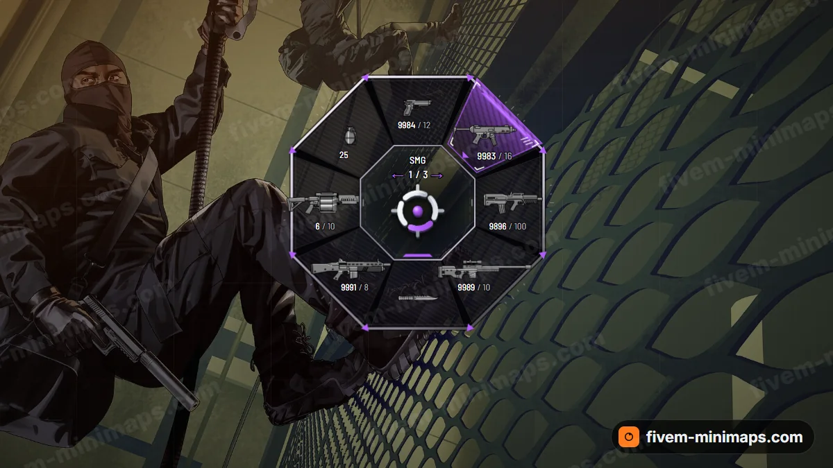 Killstreak weapon wheel in the Royale palette