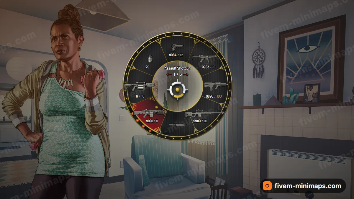 Mob Boss weapon wheel in the Cosa Nostra palette