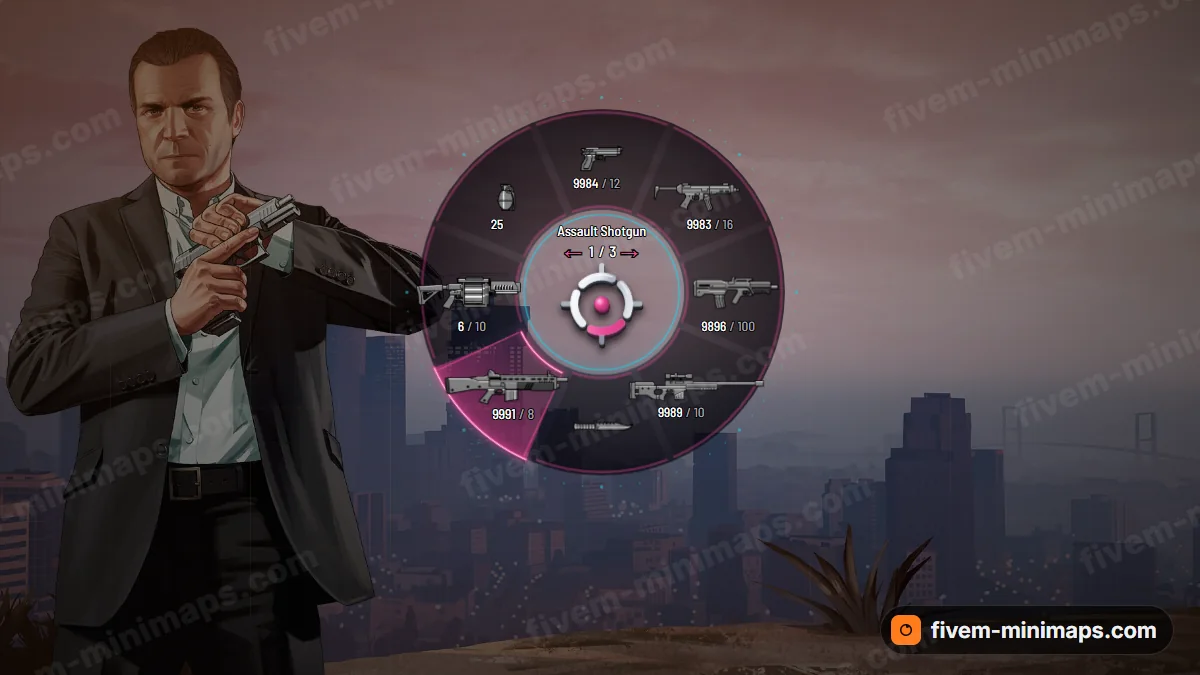 Neon Arc weapon wheel in the Synth palette