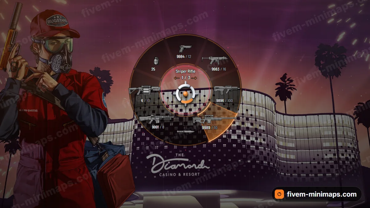 Neon Arc weapon wheel in the Sunset palette