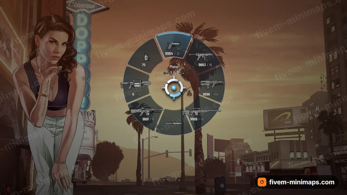 Onyx weapon wheel in the Glacier palette