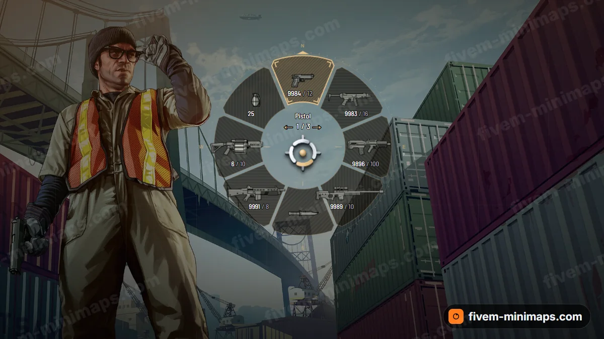 Ops HUD weapon wheel in the Desert palette
