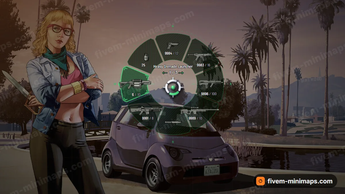 Ops HUD weapon wheel in the Night vision palette