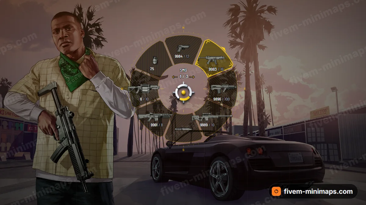 Ops HUD weapon wheel in the Hazard palette