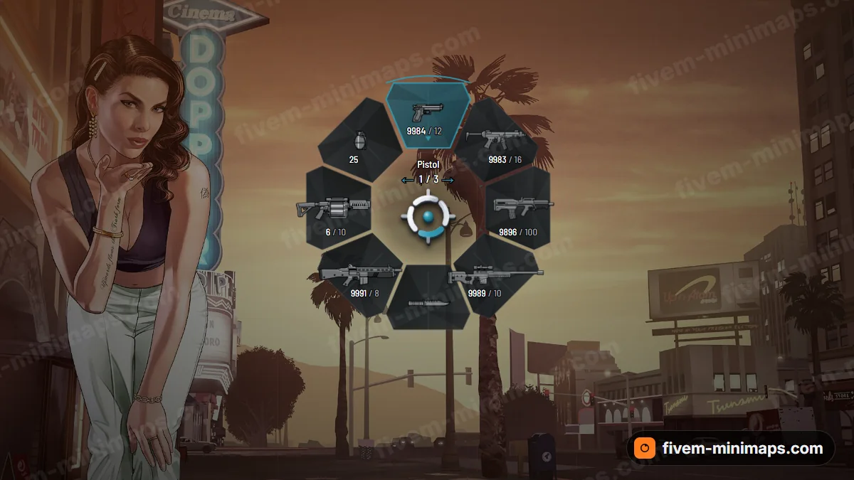 Phantom weapon wheel in the Night cyan palette
