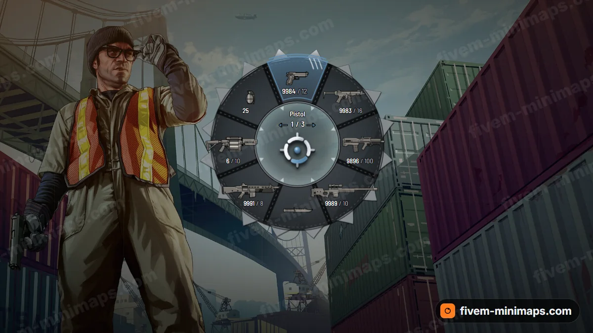 Predator weapon wheel in the Night hunt palette